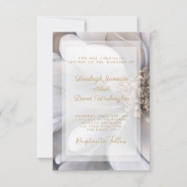 Convite de casamento floral em ouro e prata elegan