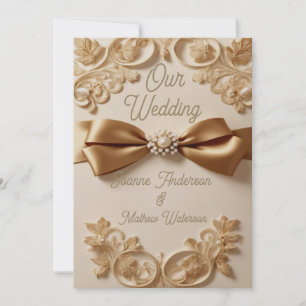 Convite de Casamento Floral Em Relevo – Laço de Ce