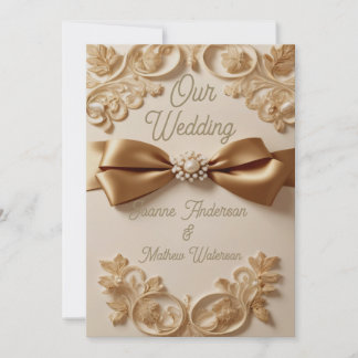 Convite de Casamento Floral Em Relevo – Laço de Ce