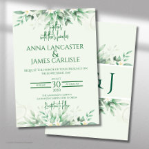 Convite de Casamento Floral em Verde Sálvia Elegan