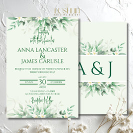 Convite de Casamento Floral em Verde Sálvia Elegan