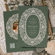 Convite de Casamento Floral em Verde Salvia Vintag