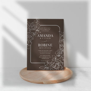 Convite De Casamento Floral Escuro