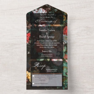 Convite de Casamento Floral Escuro Temperamental T