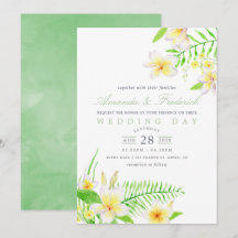Convite de casamento Floral Exótico Frangipani Wat
