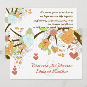 Convite de Casamento Floral Fantasia de Outono