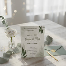 Convite de Casamento Floral Feminino Verde em Aqua