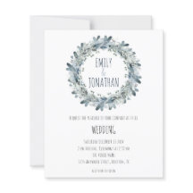 Convite de casamento Floral Floral Teal Wreath