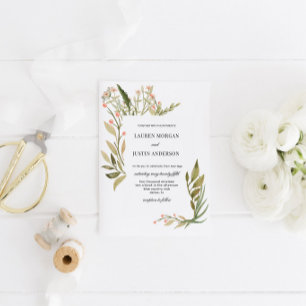Convite de Casamento Floral Floresta Mágica