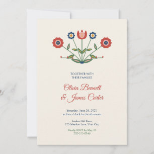 Convite de Casamento Floral Folclórico Escandinavo
