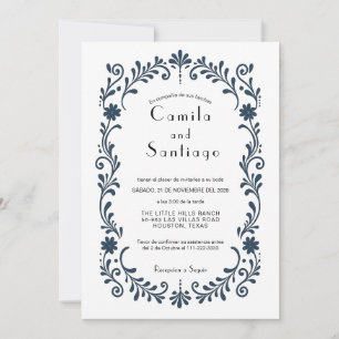 Convite de Casamento Floral Folclórico Mexicano El
