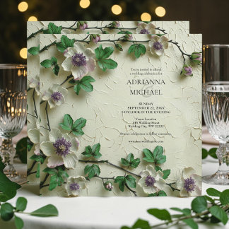 Convite de Casamento Floral Folhagem de Primavera