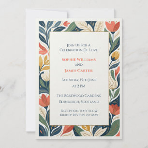 Convite de Casamento Floral Folk Ousado