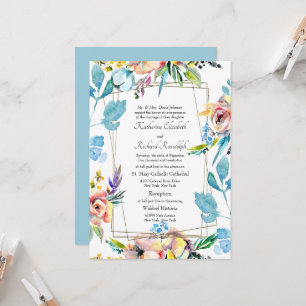 Convite de Casamento Floral Formal Colorido dos Pa
