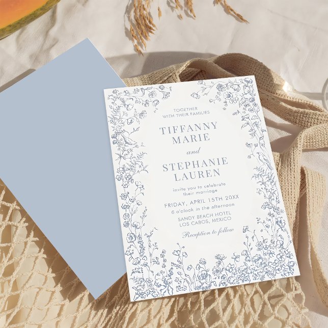 Convite de Casamento Floral Francês Elegante (Criador carregado)