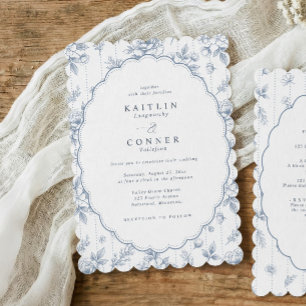 Convite de Casamento Floral Francês Oval Vintage A