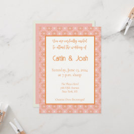 Convite de Casamento Floral Geométrico Rosa Bege