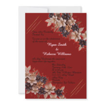 Convite de Casamento Floral Geométrico Vermelho