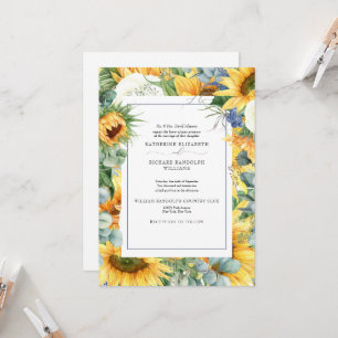 Convite de Casamento Floral Girassol Elegante