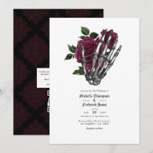Convite de casamento Floral Gótico em Borgonha com