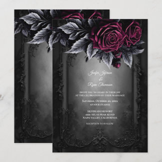 Convite de casamento Floral Gótico Romântico Escur