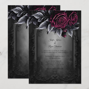 Convite de casamento Floral Gótico Romântico Sombr
