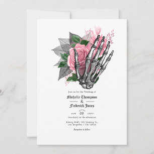 Convite de Casamento Floral Gótico Rosa