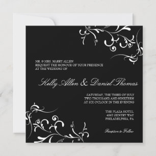 Convite de casamento  Floral Grace II branco