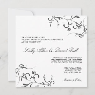 Convite de casamento  Floral Grace II wblk