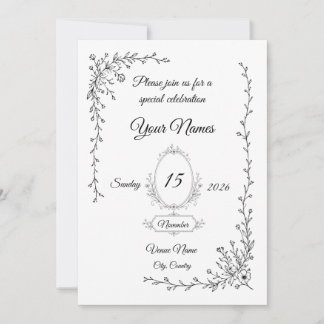 Convite de Casamento Floral | Grafia Elegante