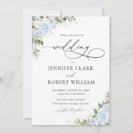 Convite de Casamento Floral Hortênsia Azul