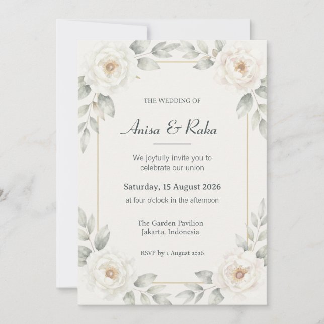 Convite de Casamento Floral Jardim Botânico (Frente)