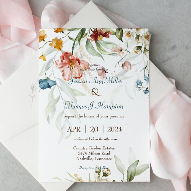 Convite de Casamento Floral Jardim de Primavera El (Criador carregado)