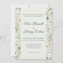 Convite de Casamento Floral Jardim Inglês Suave