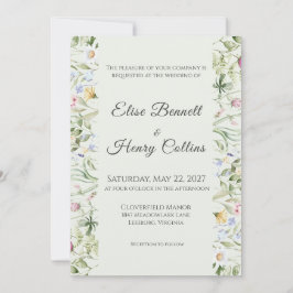 Convite de Casamento Floral Jardim Inglês Suave