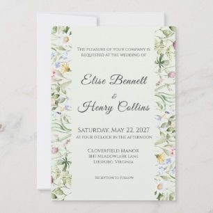 Convite de Casamento Floral Jardim Inglês Suave