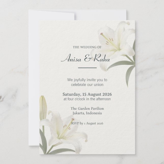 Convite de Casamento Floral Jardim Lírio (Frente)