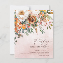 Convite de Casamento Floral Laranja Orçamento para