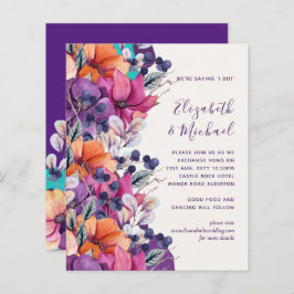 CONVITE DE CASAMENTO Floral Laranja Púrpura do ORÇ