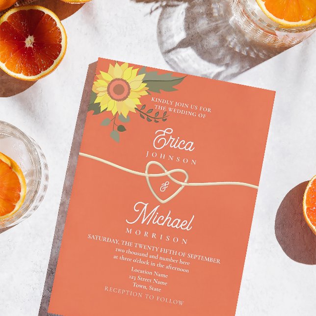Convite de Casamento Floral Laranja Rosa (Criador carregado)