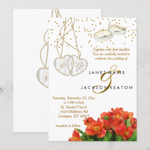 Convite de Casamento Floral Laranja Vibrante