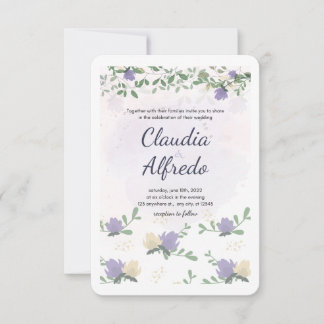 Convite de casamento floral Lavanda