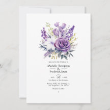 Convite de Casamento Floral Lavanda Digital