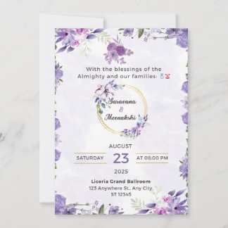 Convite de Casamento Floral Lavanda Elegante