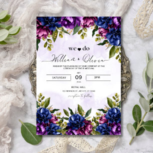 Convite de Casamento Floral Lavanda, Elegante Roxo