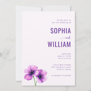 Convite de Casamento Floral Lavanda Serena