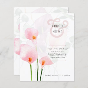 Convite de casamento Floral Leah G Pink Calla Lily