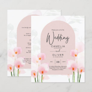 Convite de casamento Floral Leah G Pink Calla Lily
