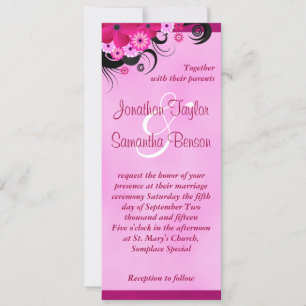 Convite de casamento Floral leve de 4" x 9,25"