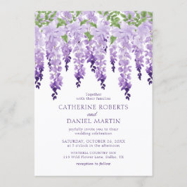 Convite de Casamento Floral Lilás Roxo Wisteria Aq